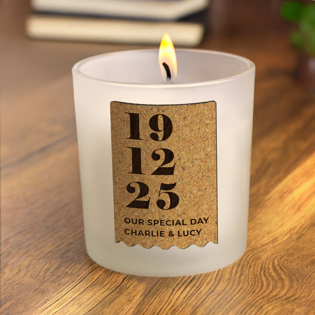 Personalised Anniversary Cork Label Candle Jar for Anniversary