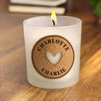 Personalised Heart Cork Label Candle Jar for Christmas