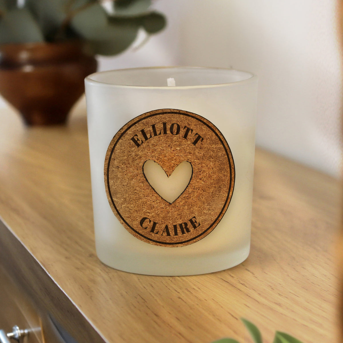Personalised Heart Cork Label Candle Jar for Christmas
