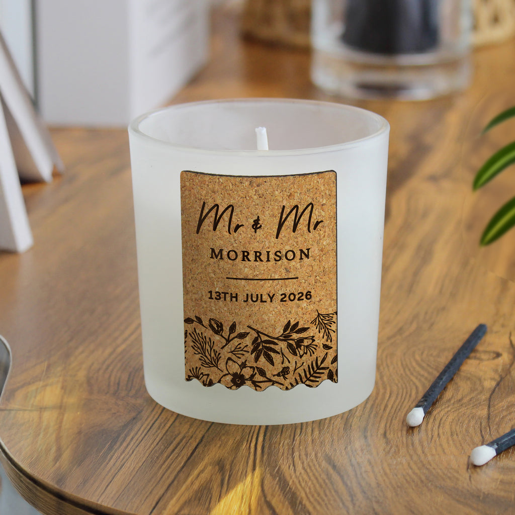 Personalised Wedding Cork Label Candle Jar | Wedding Gift