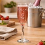 Personalised Flower Motif Flute Glass | Gift for Her