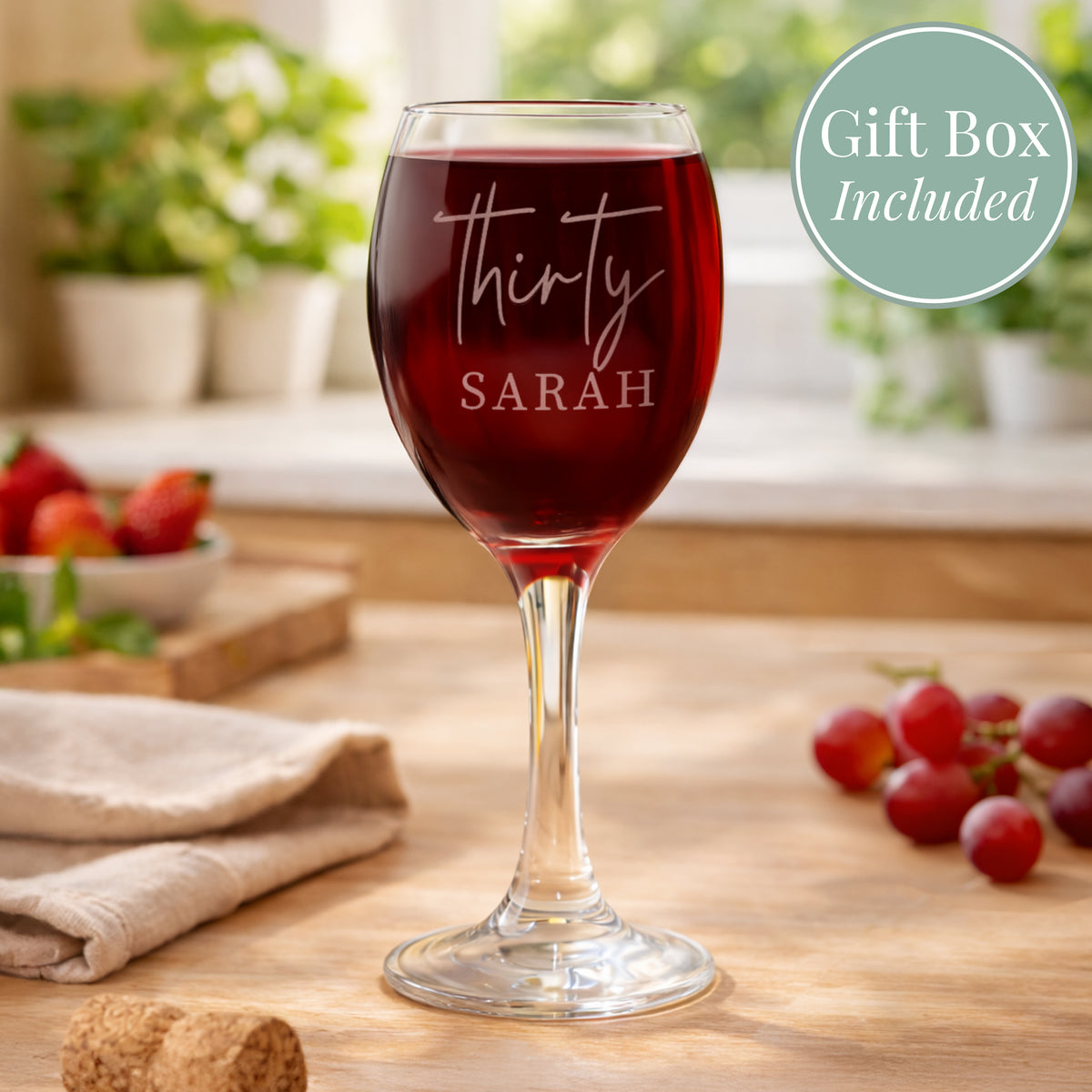Personalised Age & Name Wine Glass | Birthday Gift