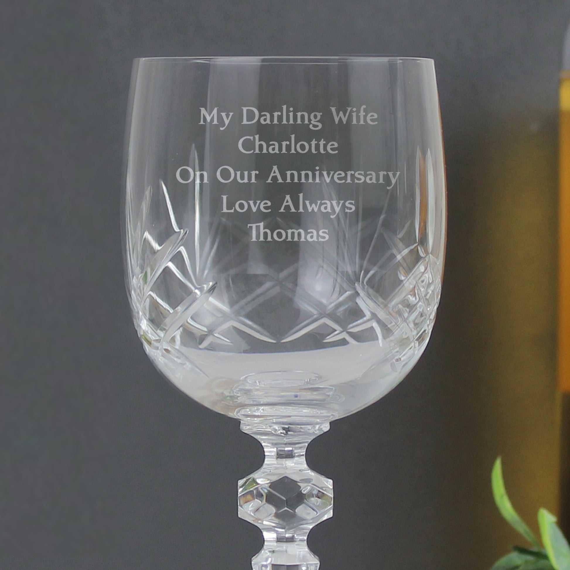 Personalised Cut Crystal Wine Glass - Glasses & Barware - Inspired Creative Gifts