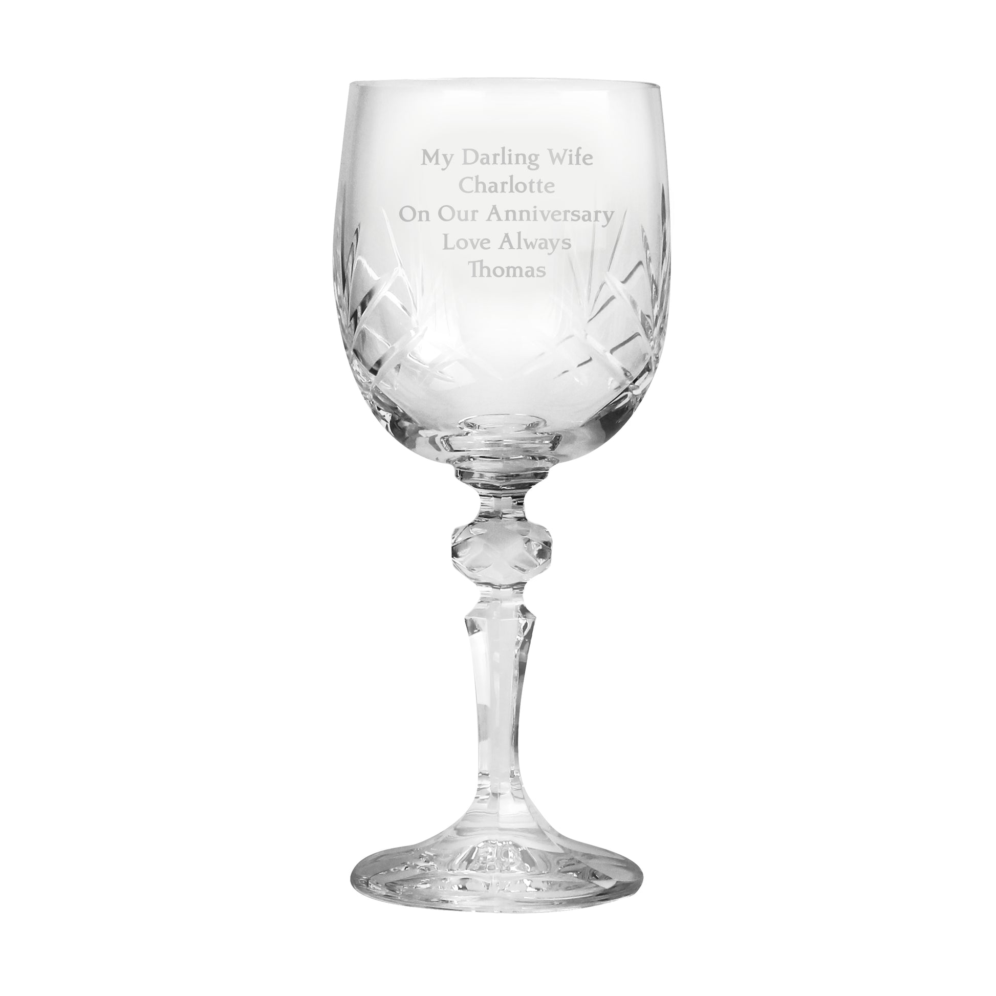Personalised Cut Crystal Wine Glass - Glasses & Barware - Inspired Creative Gifts