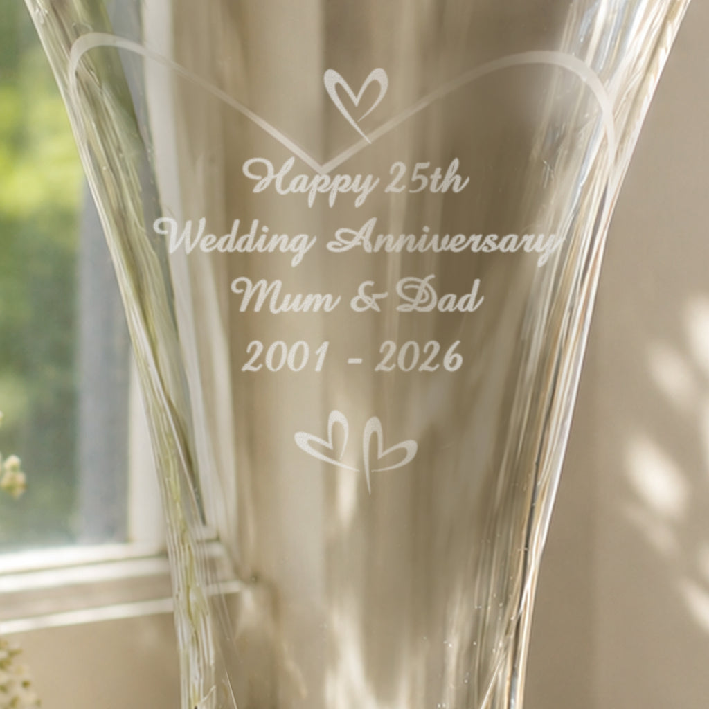 Personalised Large Hand Cut Little Hearts Diamond Effect Vase | Vases | Inspired Creative Gifts