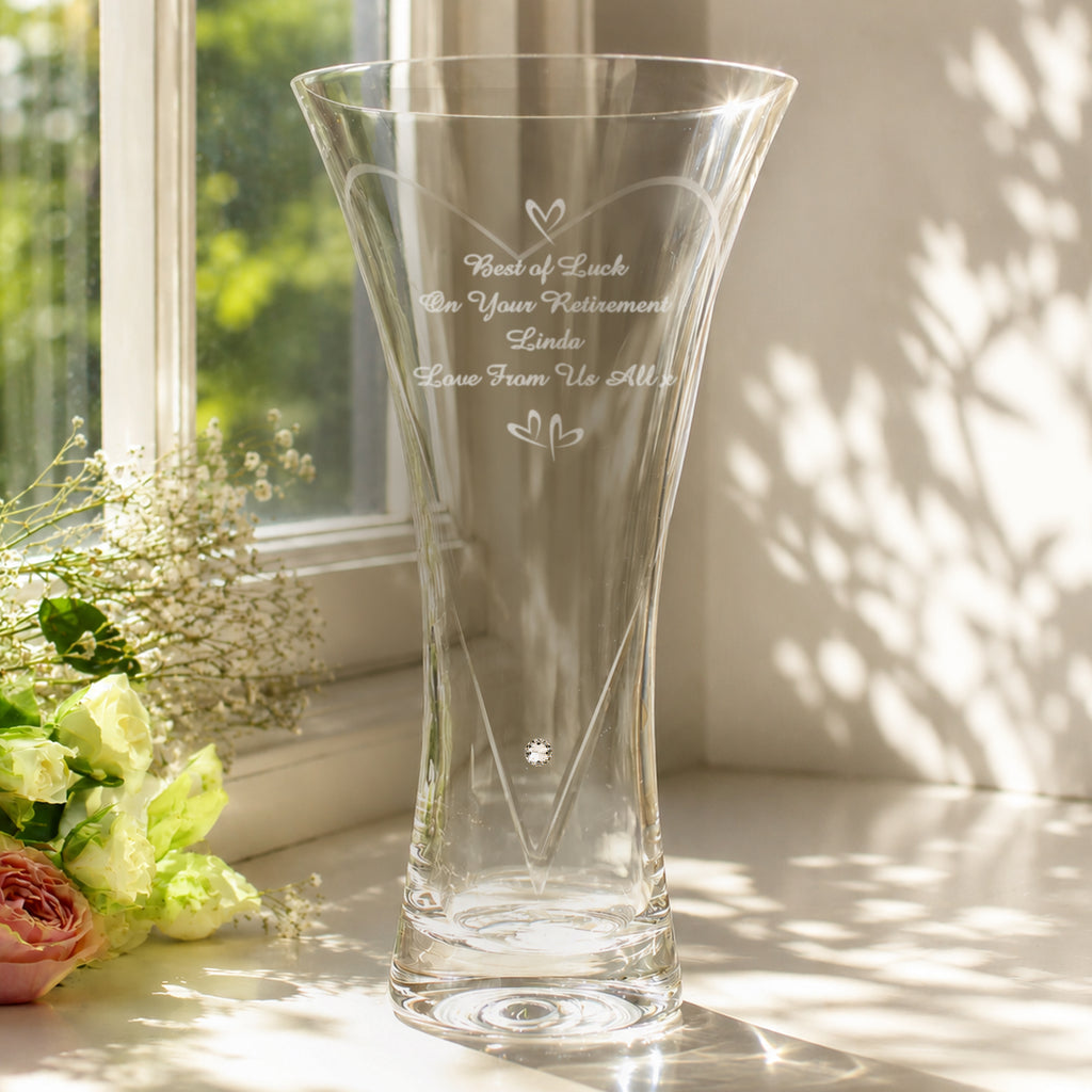 Personalised Large Hand Cut Little Hearts Diamond Effect Vase | Vases | Inspired Creative Gifts