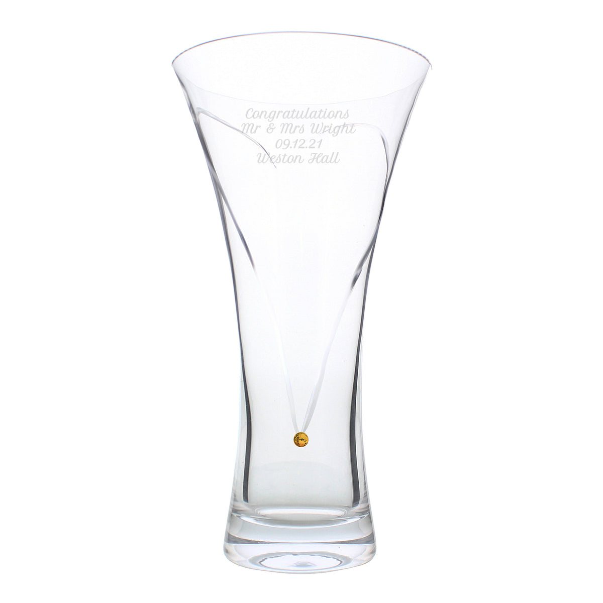Personalised Large Hand Cut Gold Diamond Effect Heart Vase | Vases