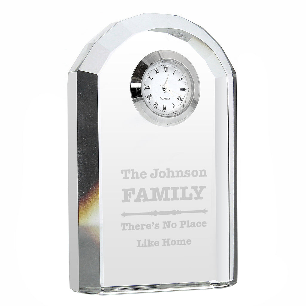 Personalised Scroll Design Crystal Clock - Clocks & Watches - Inspired Creative Gifts