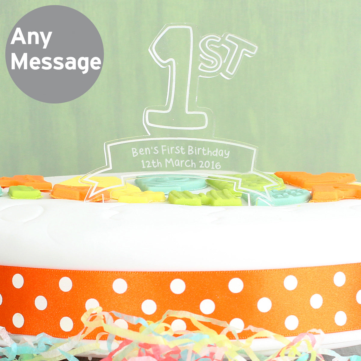 Personalised Acrylic '1st' Celebration Cake Topper | Kitchen, Baking & Dining Gifts | Inspired Creative Gifts