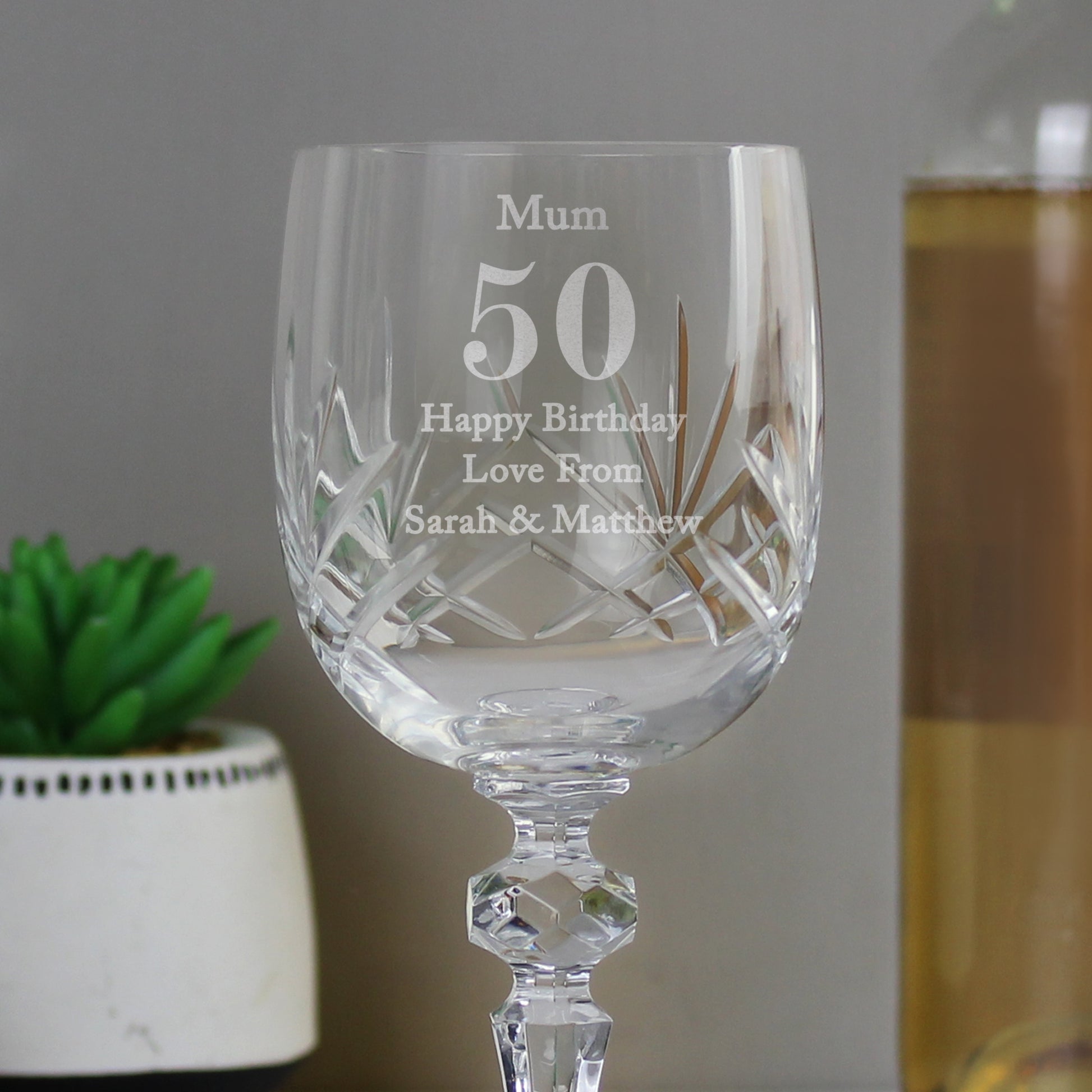 Personalised Big Age Cut Crystal Wine Glass - Wine Glass - Inspired Creative Gifts