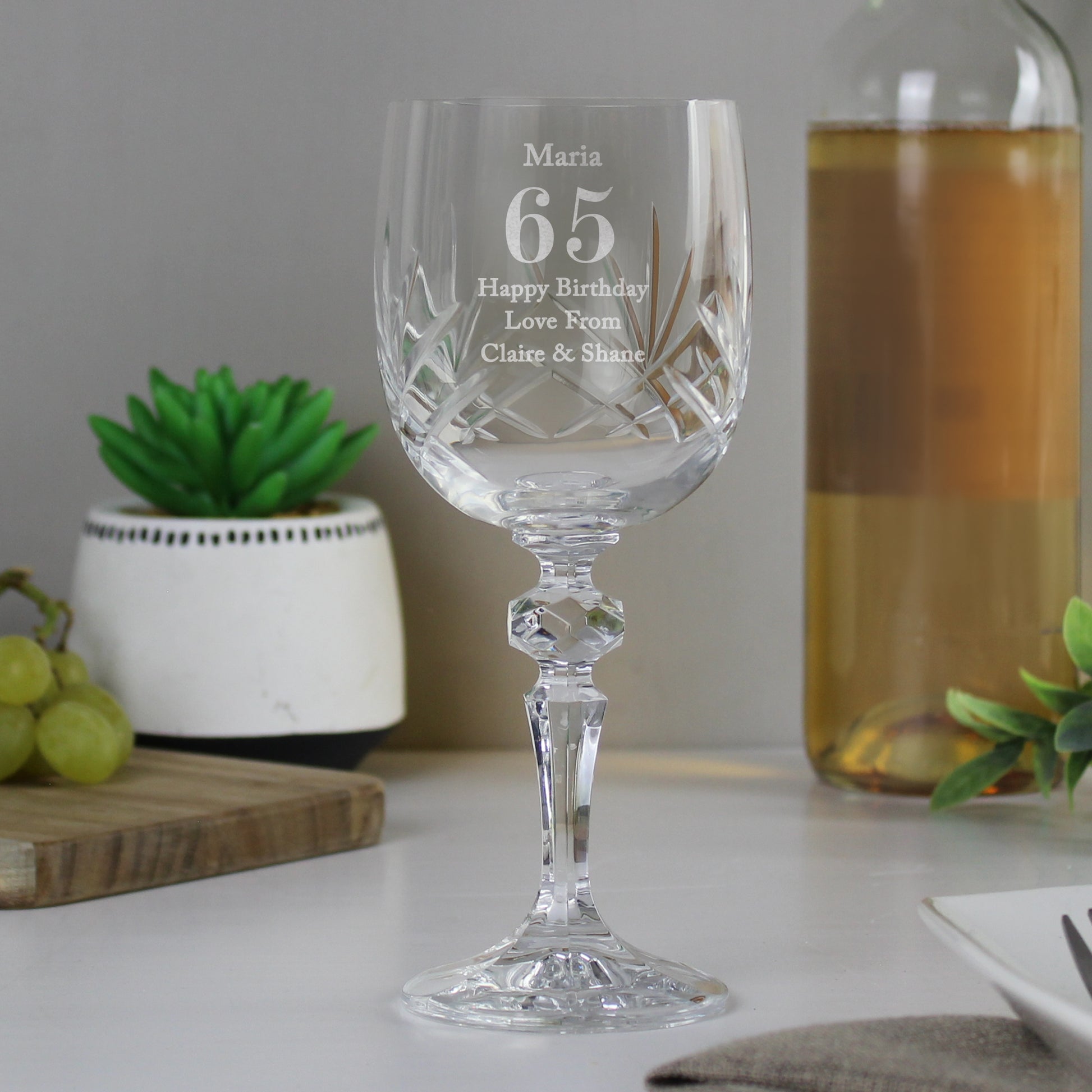 Personalised Big Age Cut Crystal Wine Glass - Wine Glass - Inspired Creative Gifts