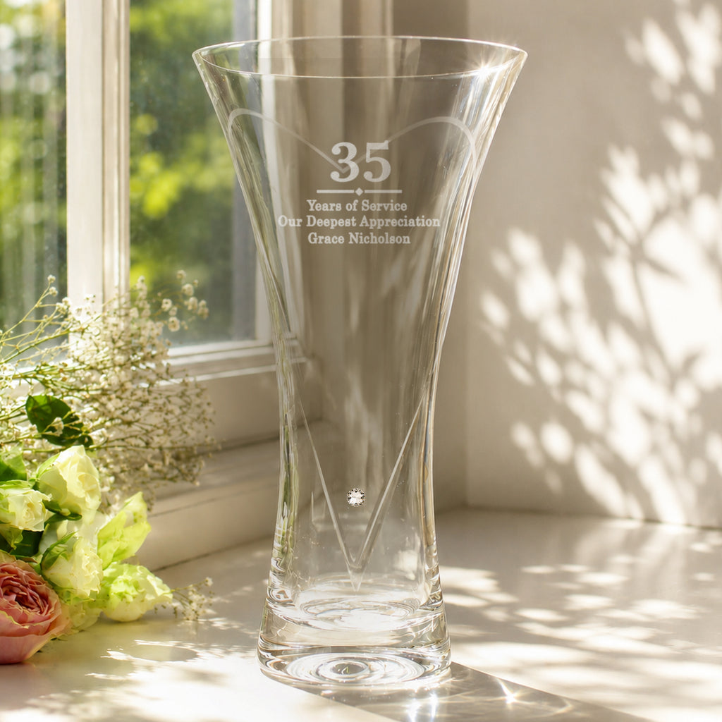 Personalised Special Year Diamond Effect Heart Vase | Vases