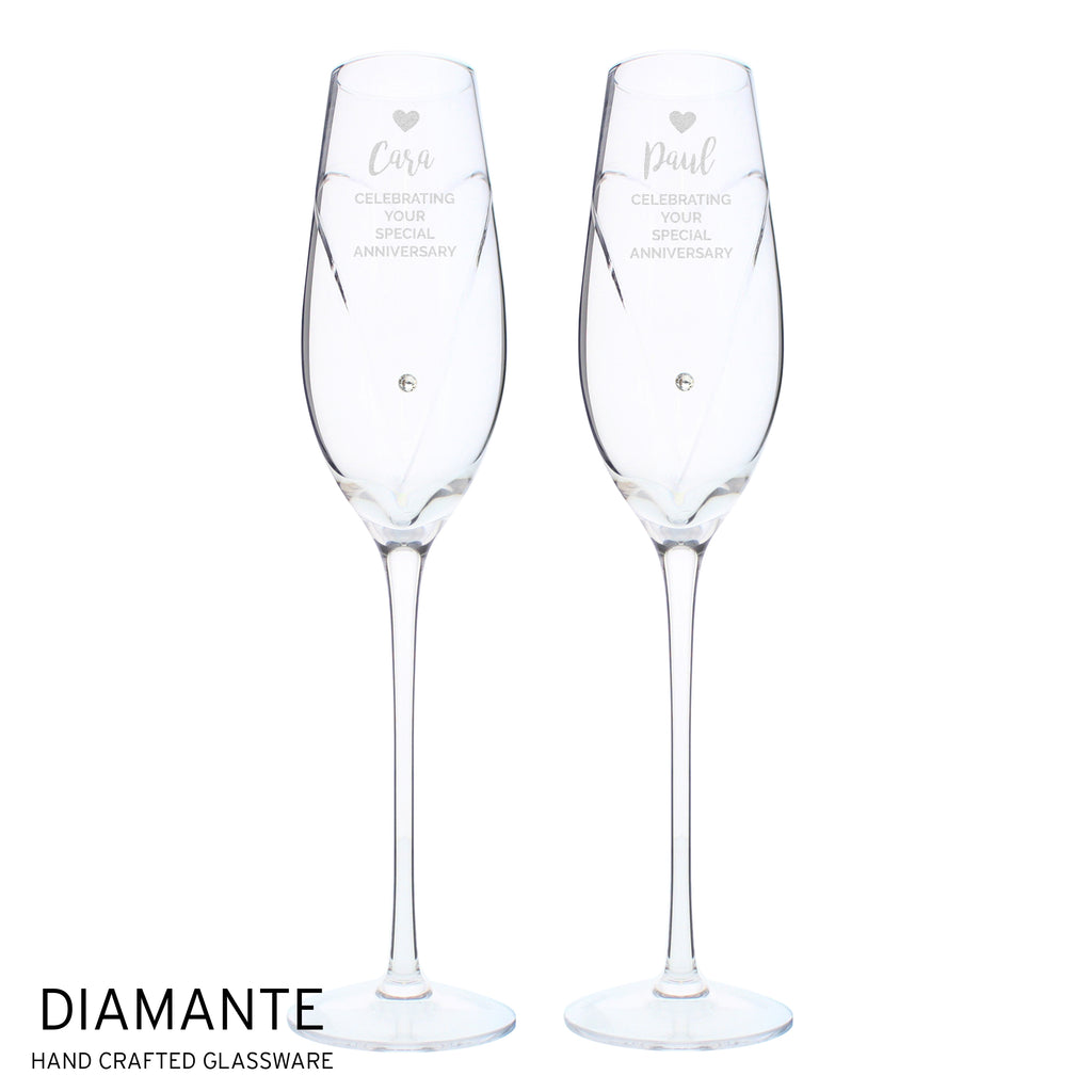 Personalised Hand Cut Heart Celebration Pair of Flutes with Gift Box - Champagne Flute - Inspired Creative Gifts