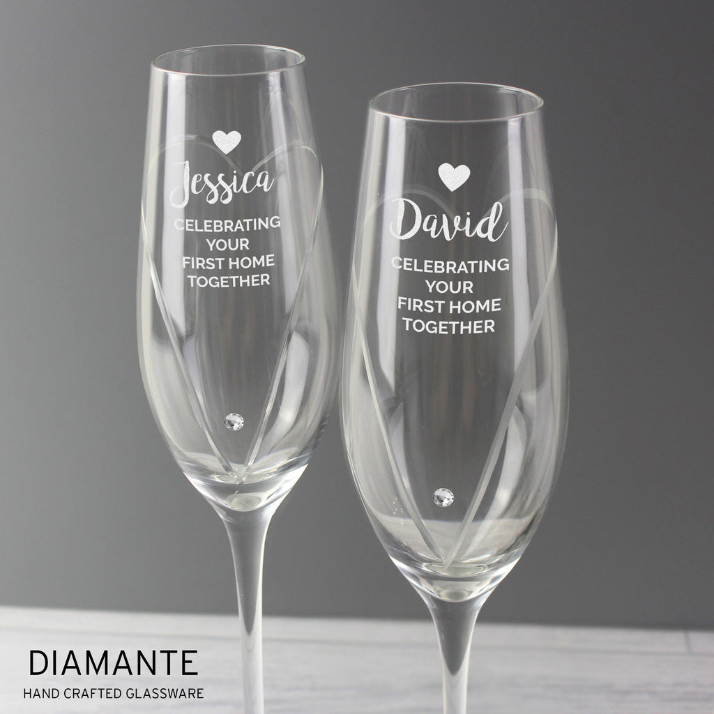 Personalised Hand Cut Heart Celebration Pair of Flutes with Gift Box - Champagne Flute - Inspired Creative Gifts