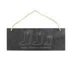 Personalised Welly Boot Family of Three Hanging Slate Plaque | Hanging Decorations & Signs | Inspired Creative Gifts