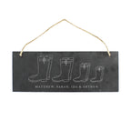 Personalised Welly Boot Family of Four Hanging Slate Plaque | Hanging Decorations & Signs | Inspired Creative Gifts
