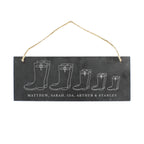 Personalised Welly Boot Family of Five Hanging Slate Plaque | Hanging Decorations & Signs | Inspired Creative Gifts