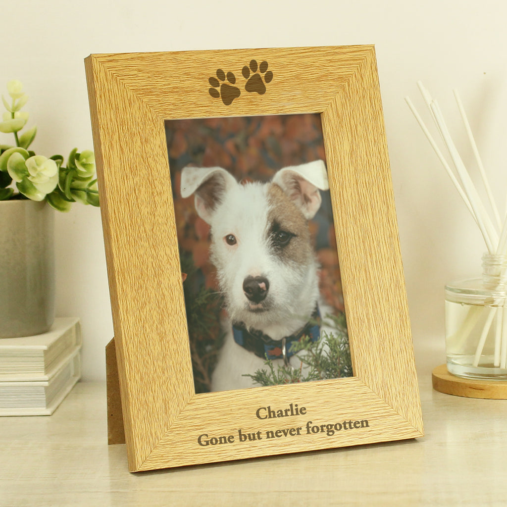 Personalised Oak Finish 6x4 Paw Prints Photo Frame | Photo Frames, Albums and Guestbooks