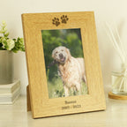 Personalised Oak Finish 6x4 Paw Prints Photo Frame | Photo Frames, Albums and Guestbooks
