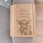 Personalised Highland Cow Sofa Tray | Wooden | Inspired Creative Gifts