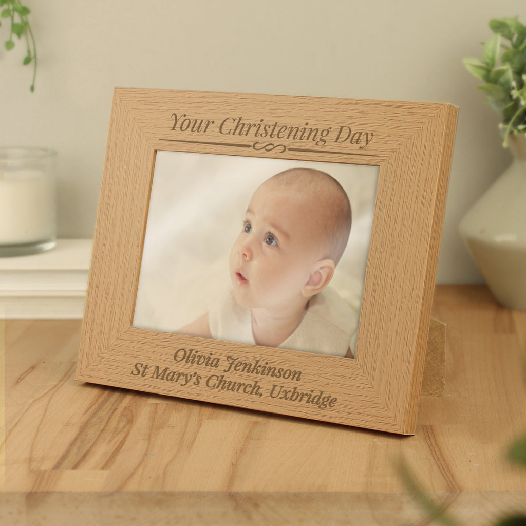 Personalised Formal 5x7 Landscape Oak Finish Photo Frame - Picture Frame - Inspired Creative Gifts