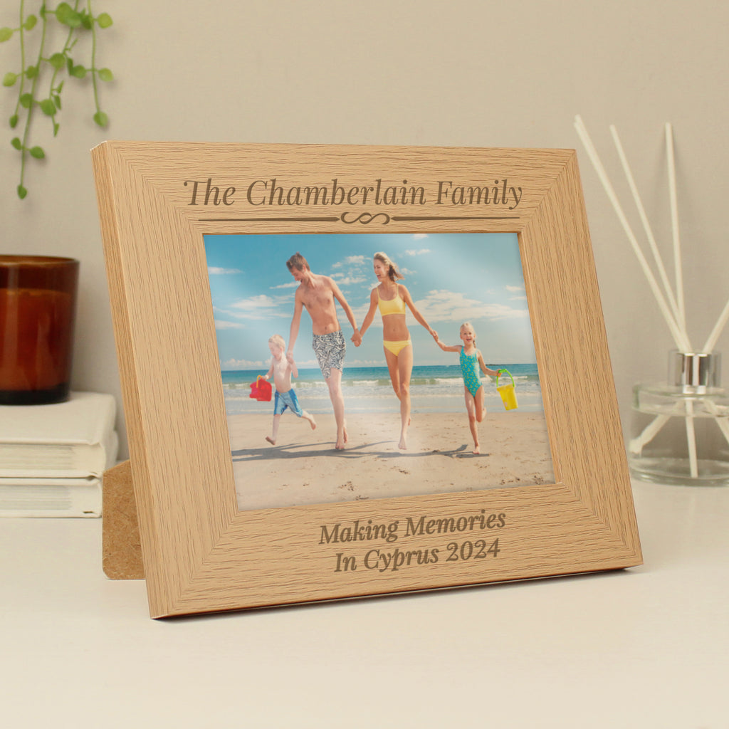 Personalised Formal 5x7 Landscape Oak Finish Photo Frame - Picture Frame - Inspired Creative Gifts
