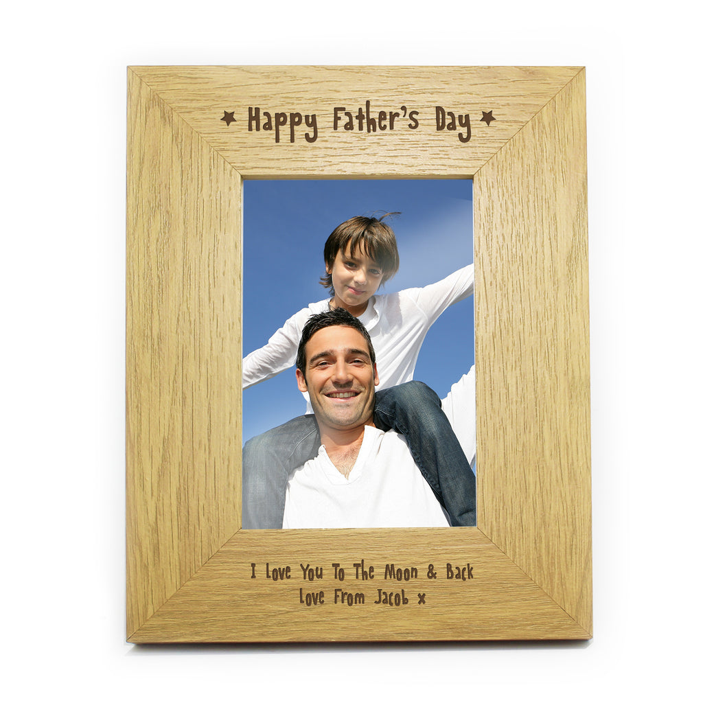 Personalised Oak Finish 6x4 Happy Fathers Day Photo Frame - Inspired Creative Gifts