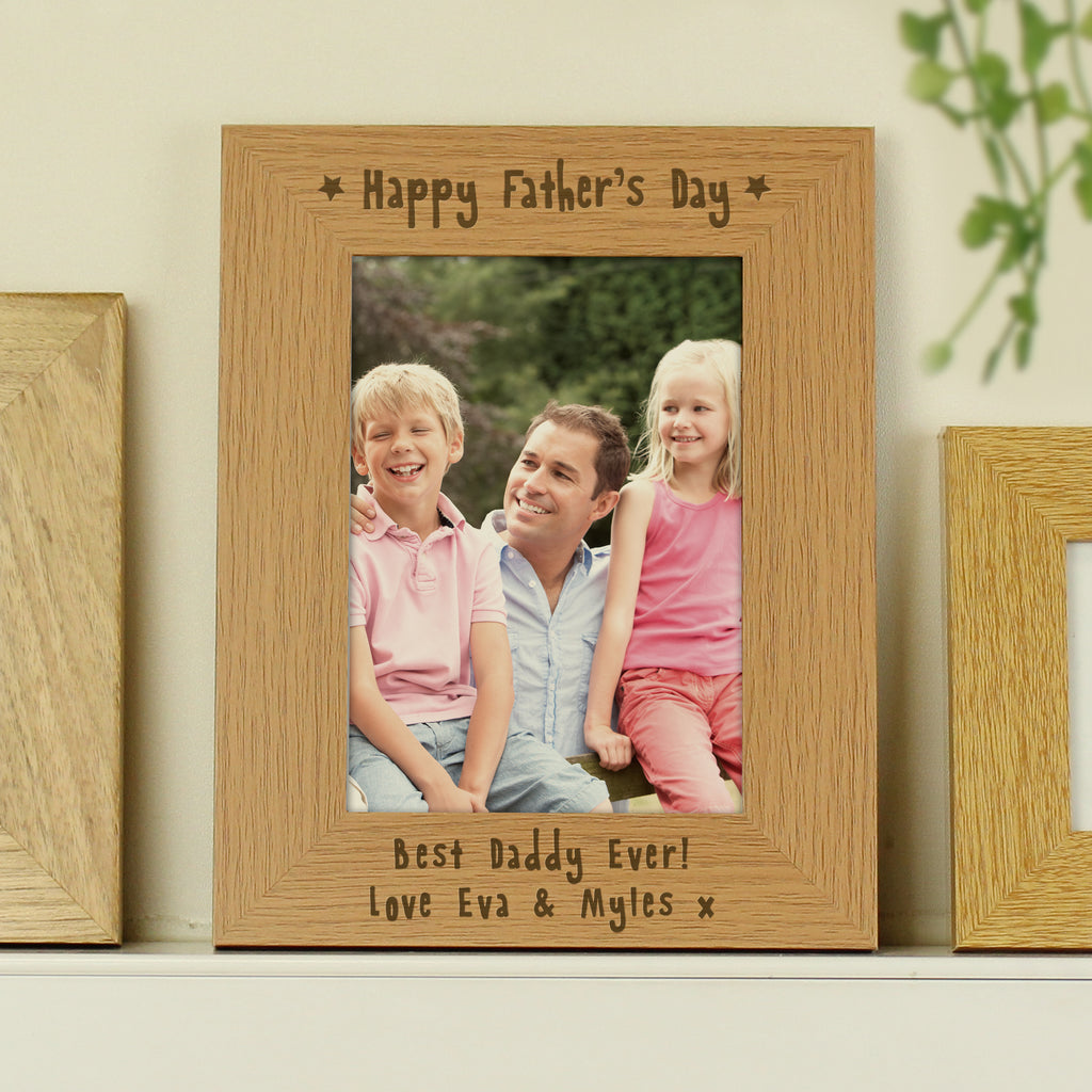 Personalised Happy Father's Day 5x7 Oak Finish Photo Frame - Picture Frame - Inspired Creative Gifts