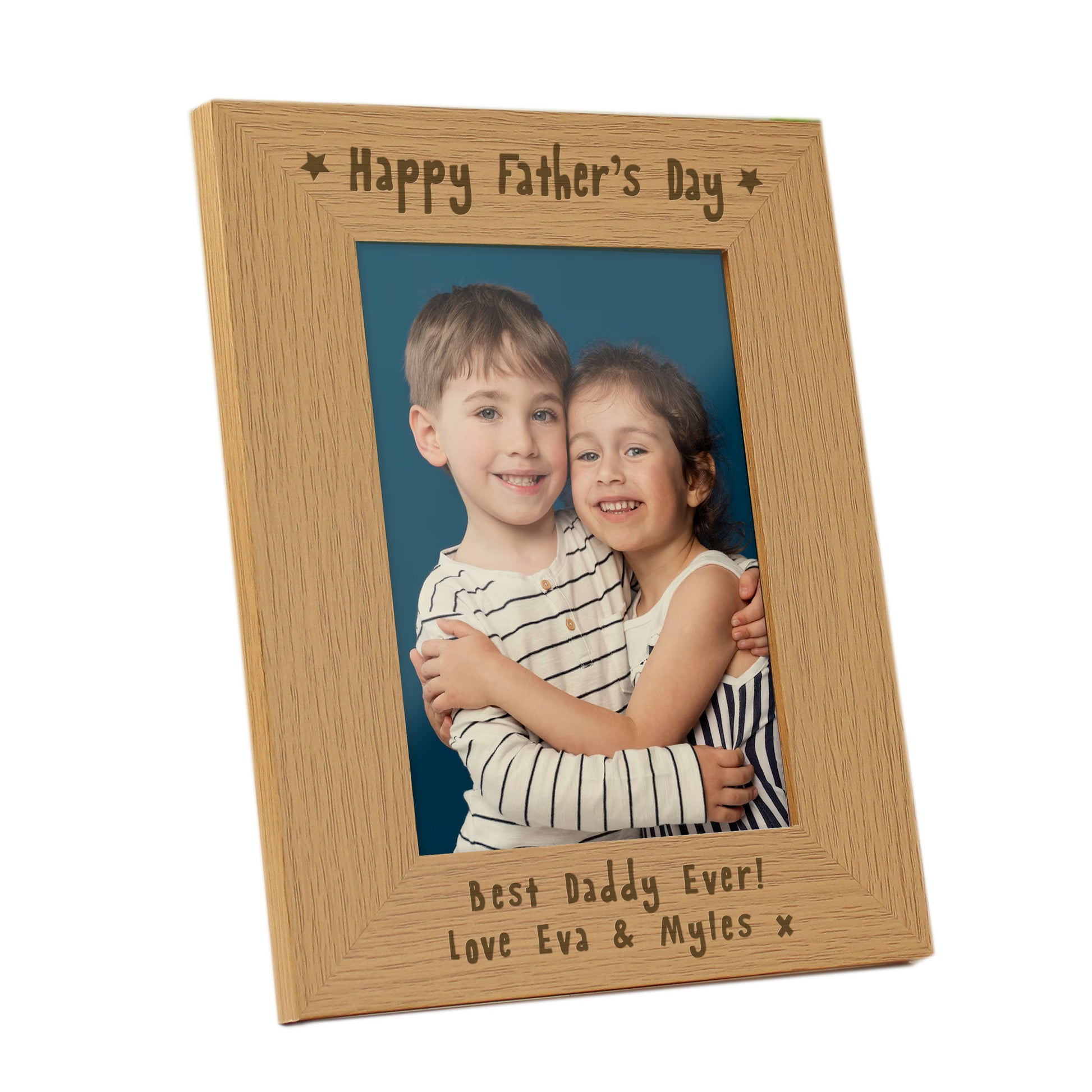 Personalised Happy Father's Day 5x7 Oak Finish Photo Frame - Inspired Creative Gifts