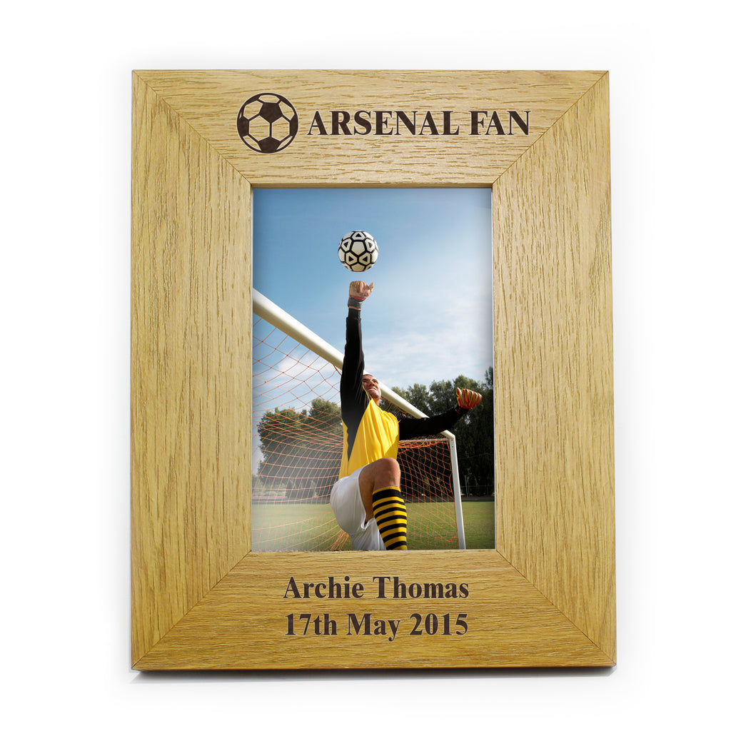 Personalised Oak Finish 6x4 Football Photo Frame - Picture Frame - Inspired Creative Gifts