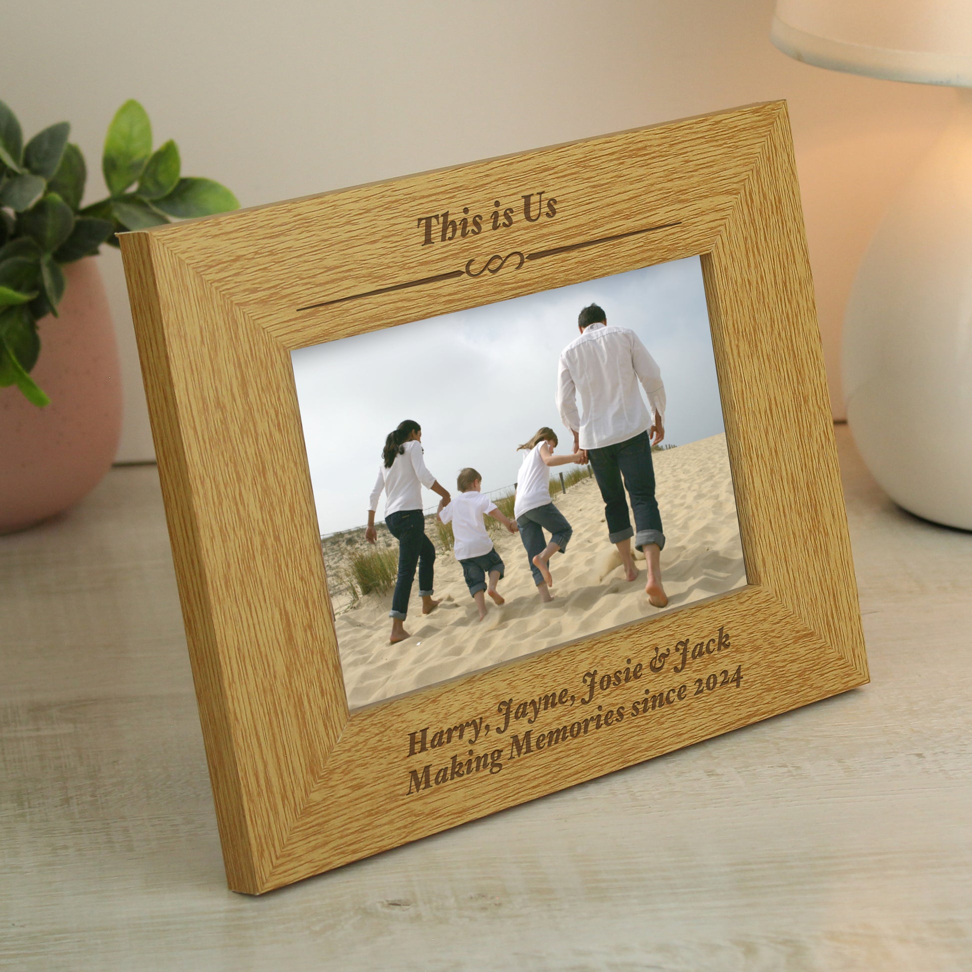 Personalised Formal 6x4 Landscape Oak Finish Photo Frame - Inspired Creative Gifts