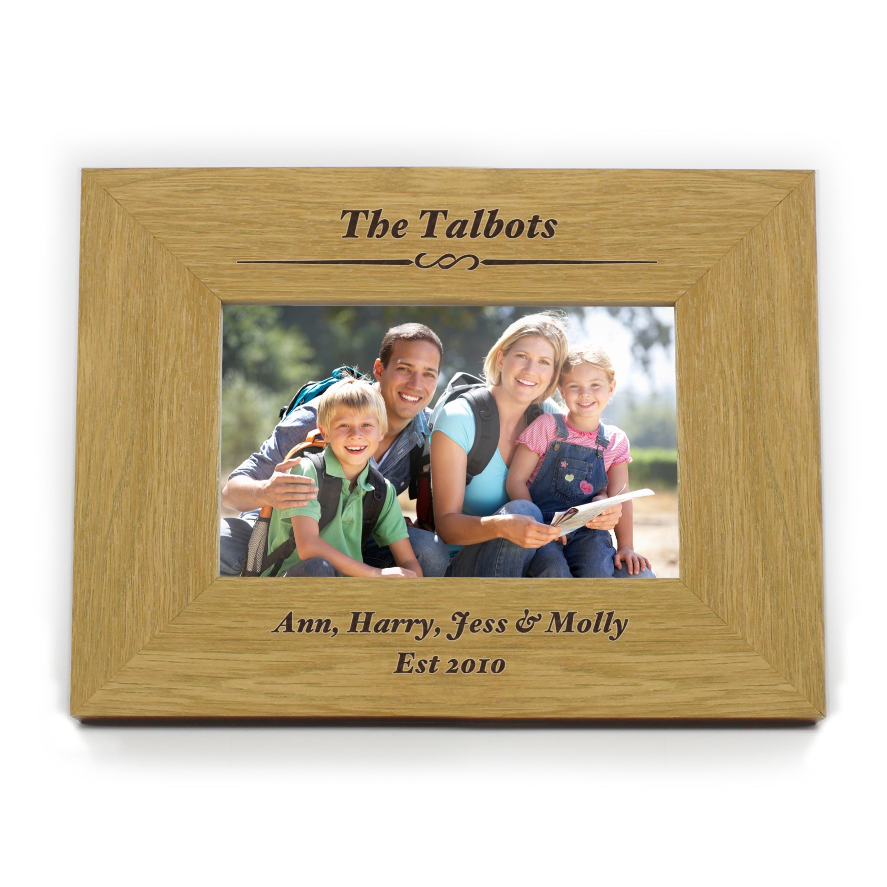 Personalised Formal 6x4 Landscape Oak Finish Photo Frame - Inspired Creative Gifts