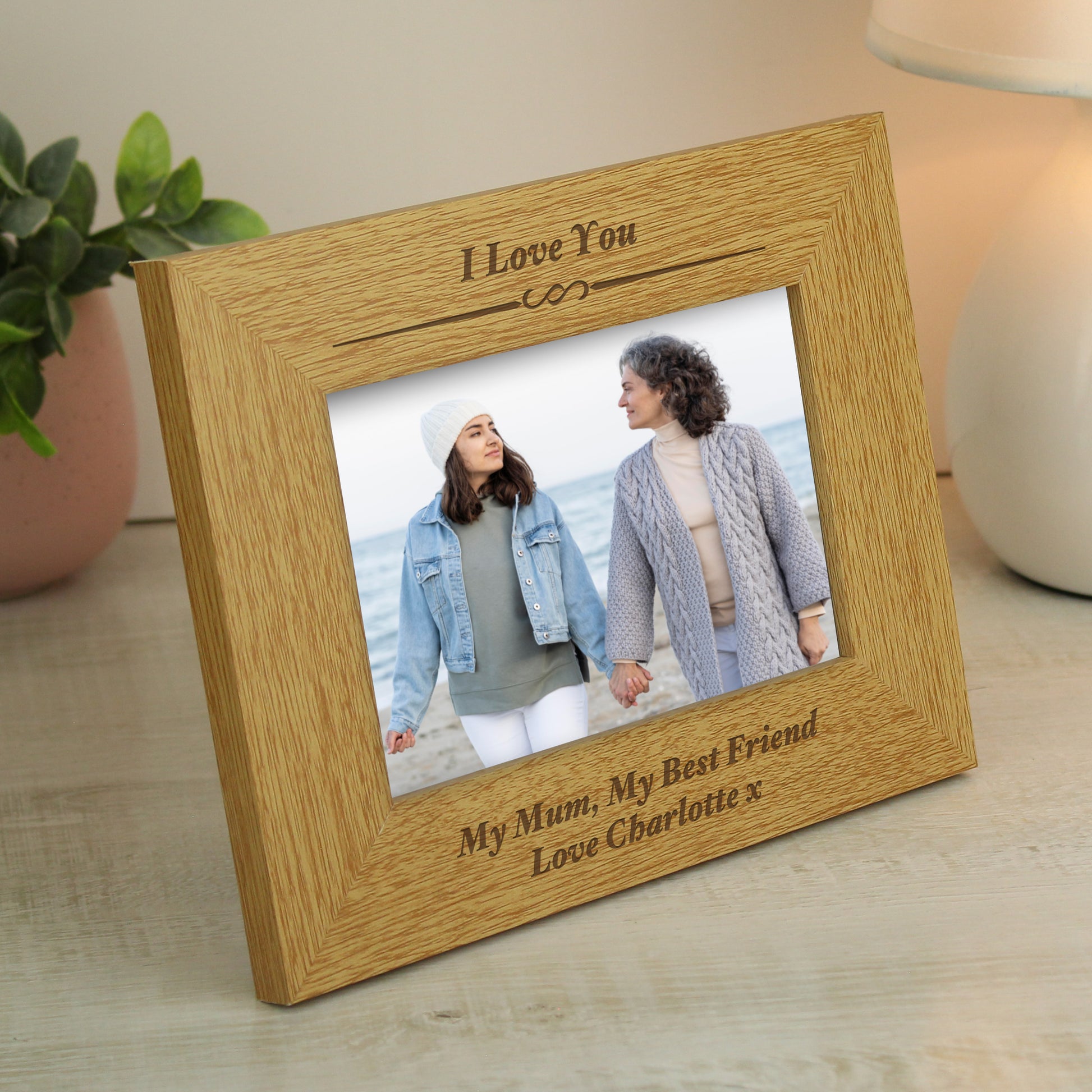 Personalised Formal 6x4 Landscape Oak Finish Photo Frame - Inspired Creative Gifts