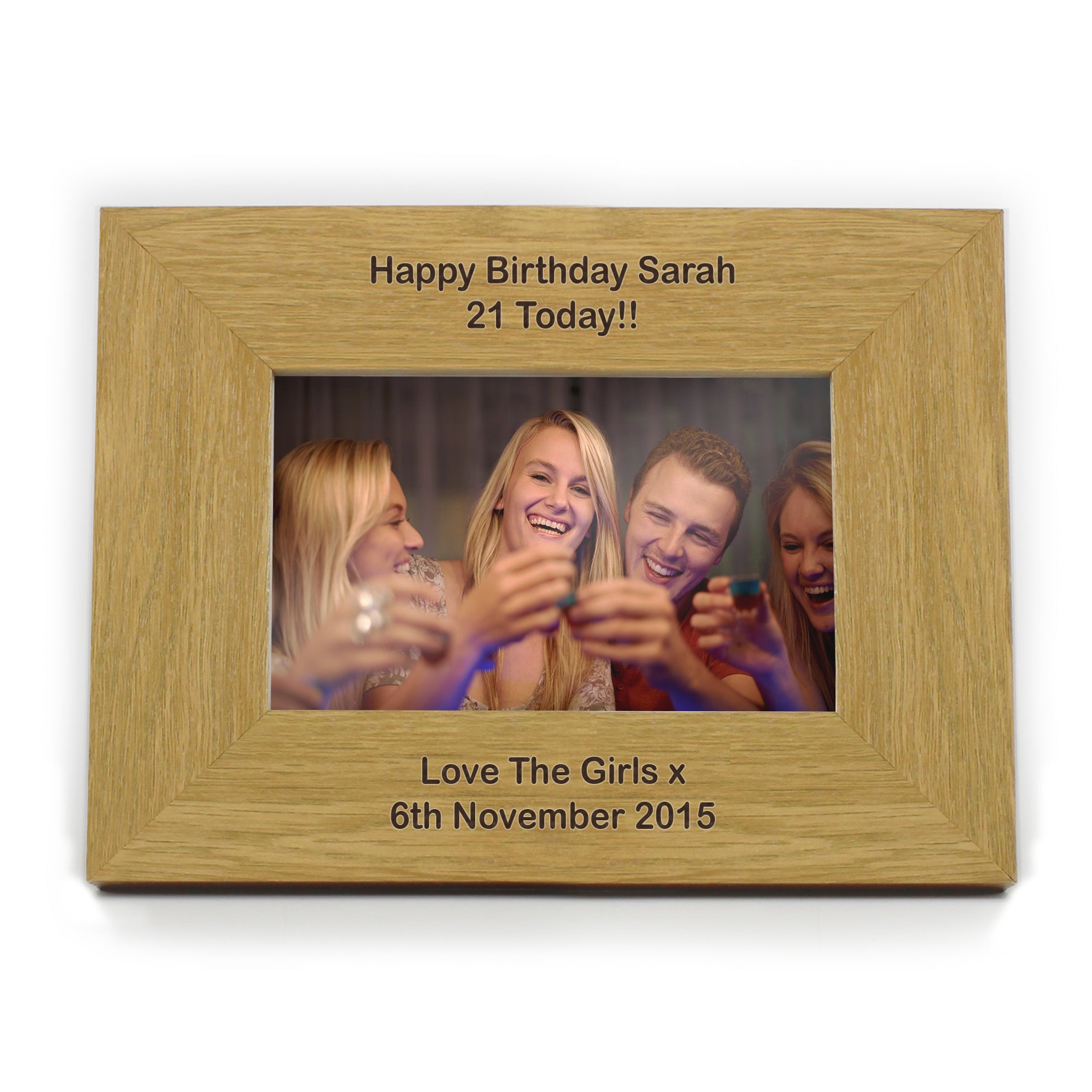 Personalised Long Message 6x4 Landscape Oak Finish Photo Frame - Inspired Creative Gifts
