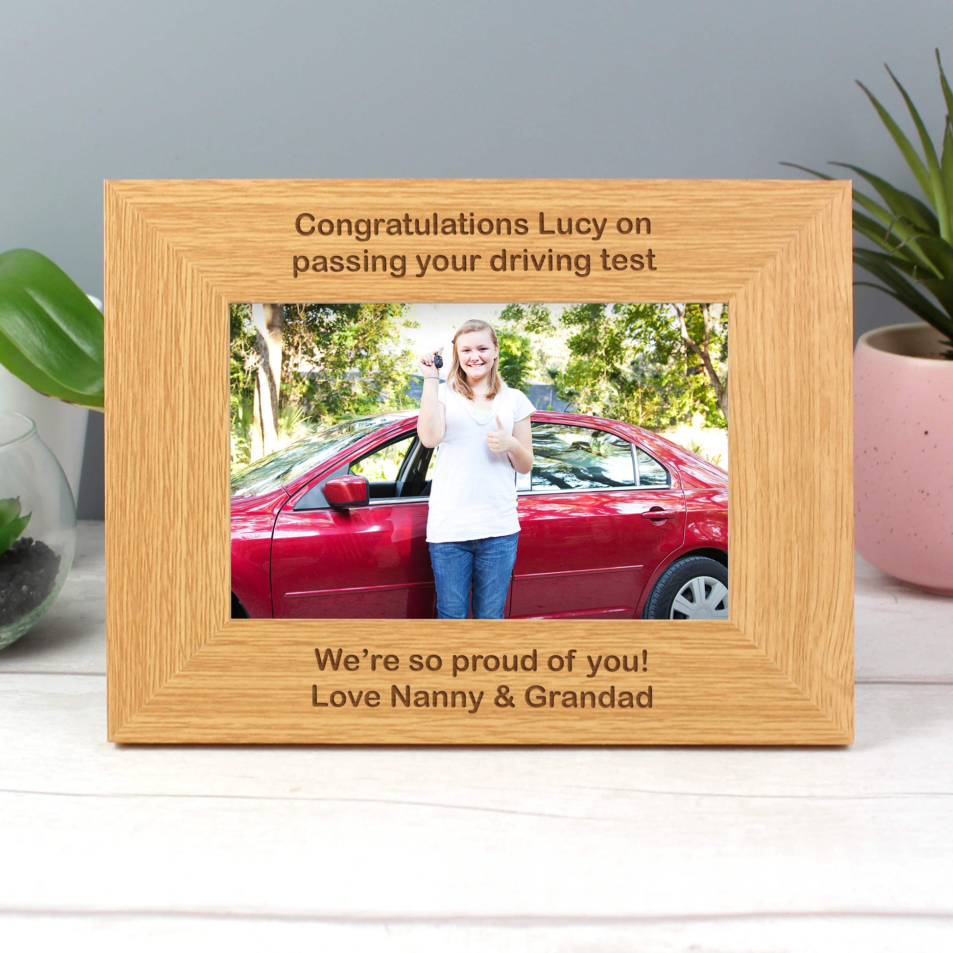 Personalised Long Message 6x4 Landscape Oak Finish Photo Frame - Inspired Creative Gifts