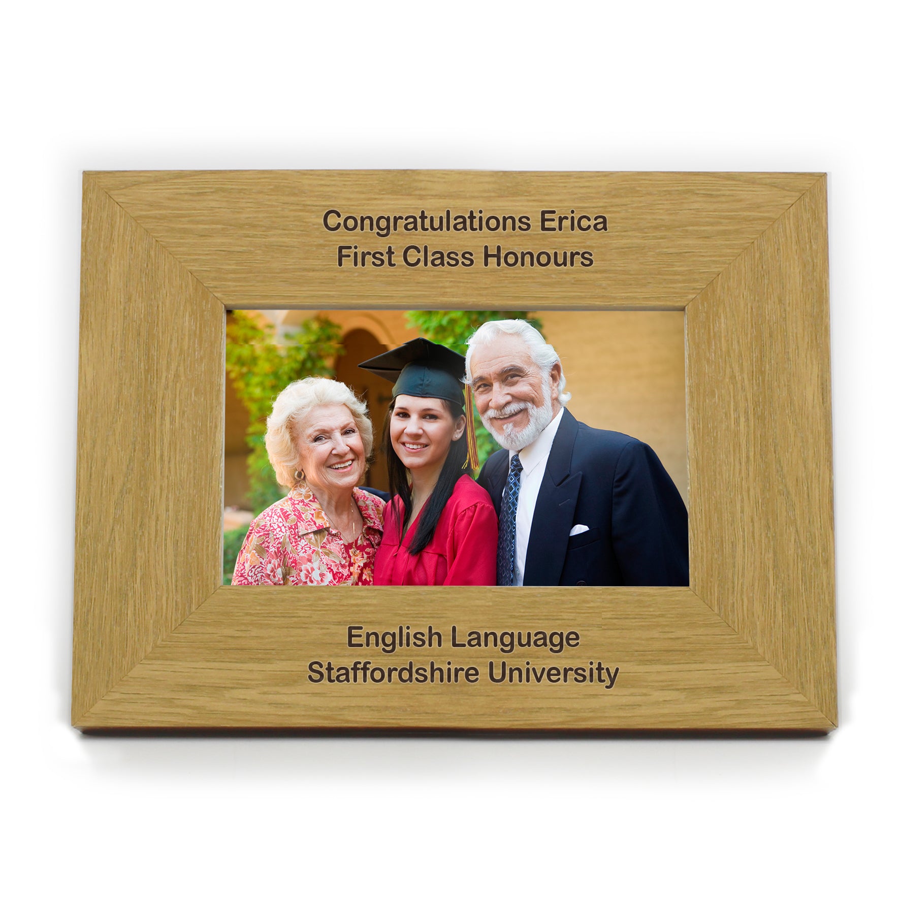 Personalised Long Message 6x4 Landscape Oak Finish Photo Frame - Inspired Creative Gifts