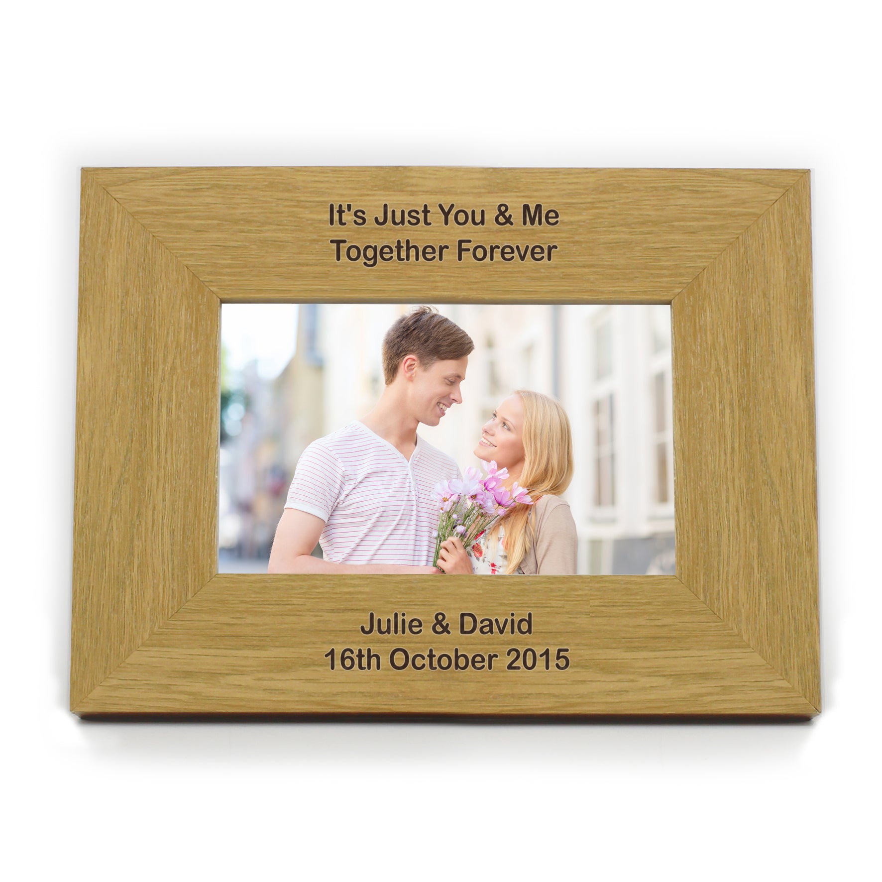 Personalised Long Message 6x4 Landscape Oak Finish Photo Frame - Inspired Creative Gifts