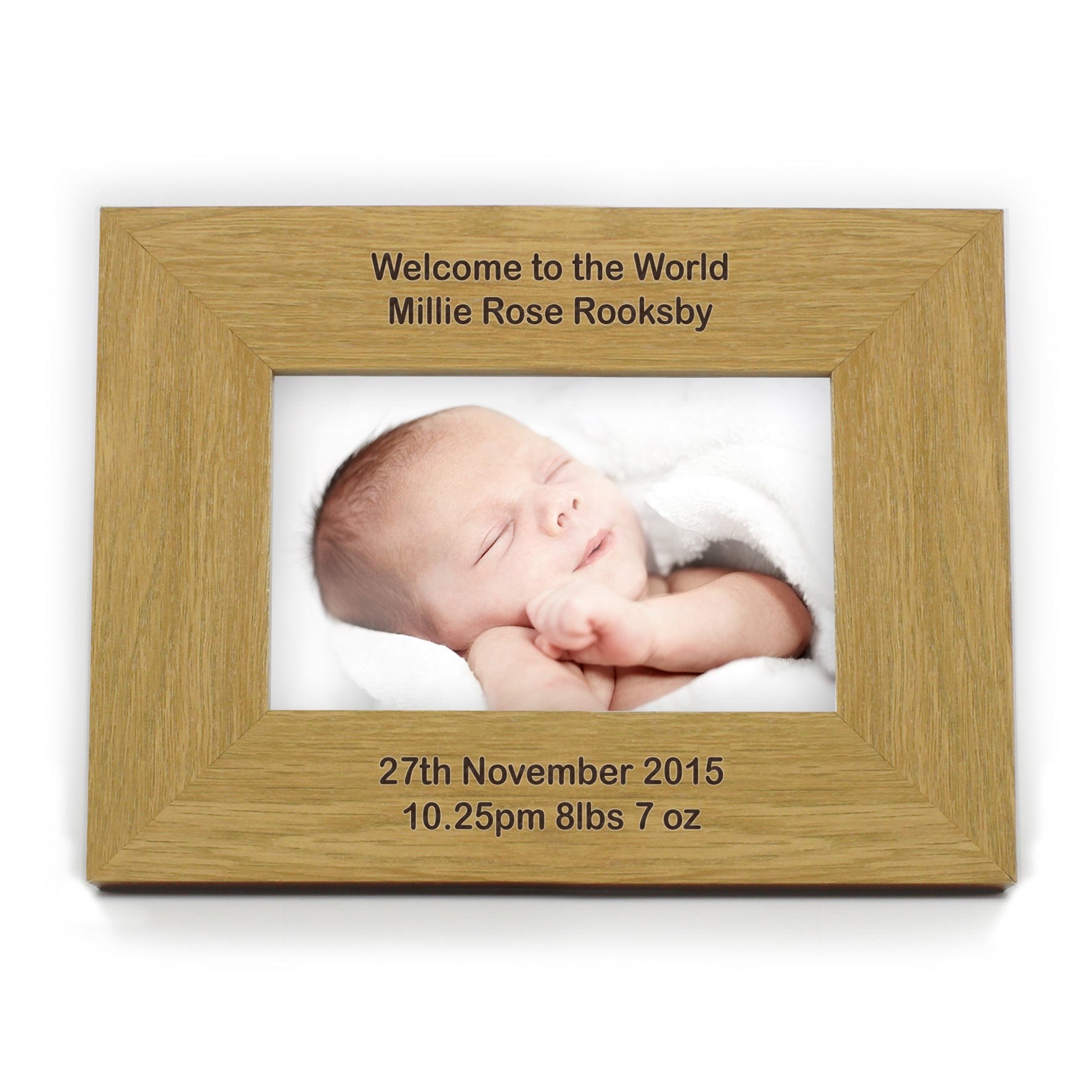 Personalised Long Message 6x4 Landscape Oak Finish Photo Frame - Inspired Creative Gifts