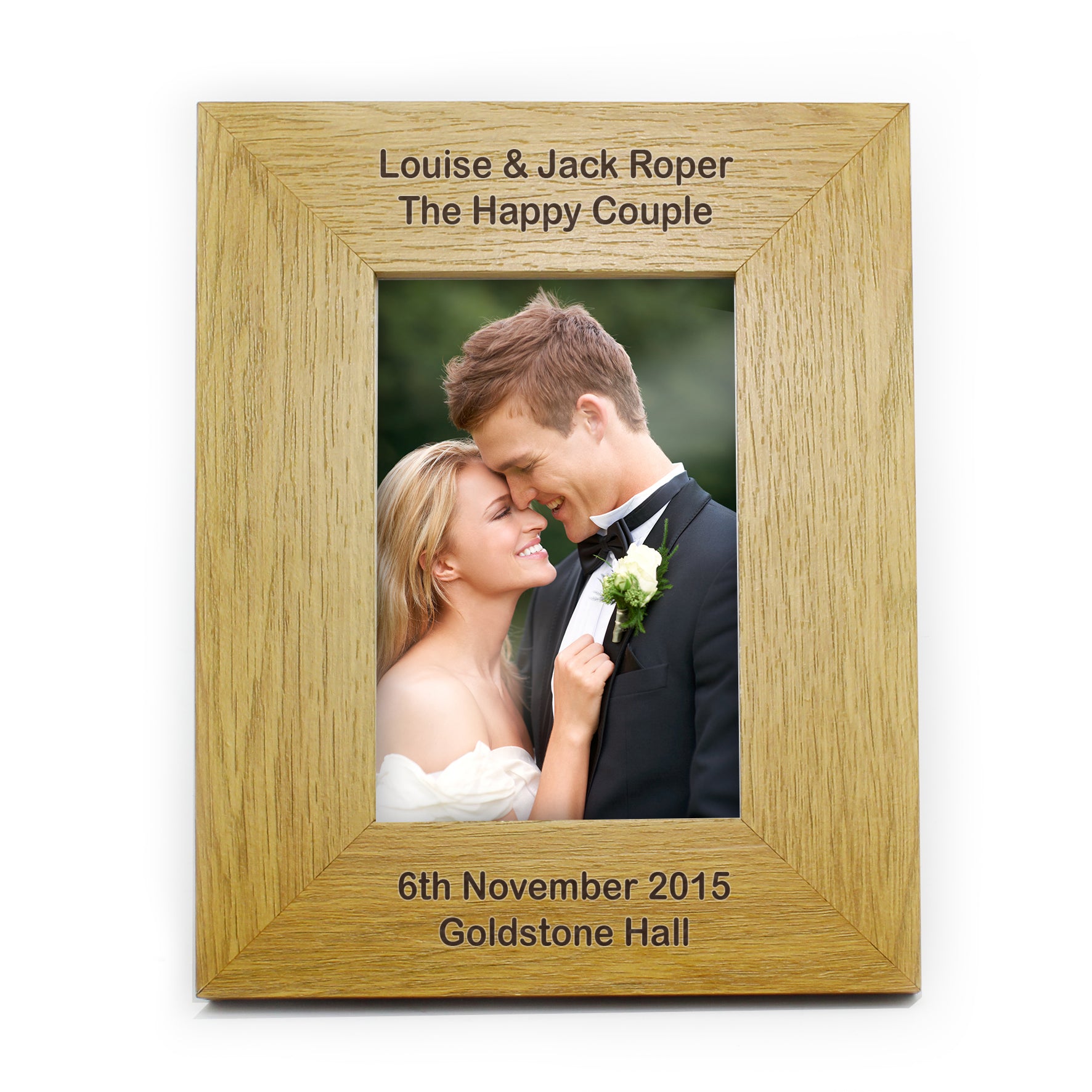 Personalised Long Message 6x4 Oak Finish Photo Frame - Inspired Creative Gifts