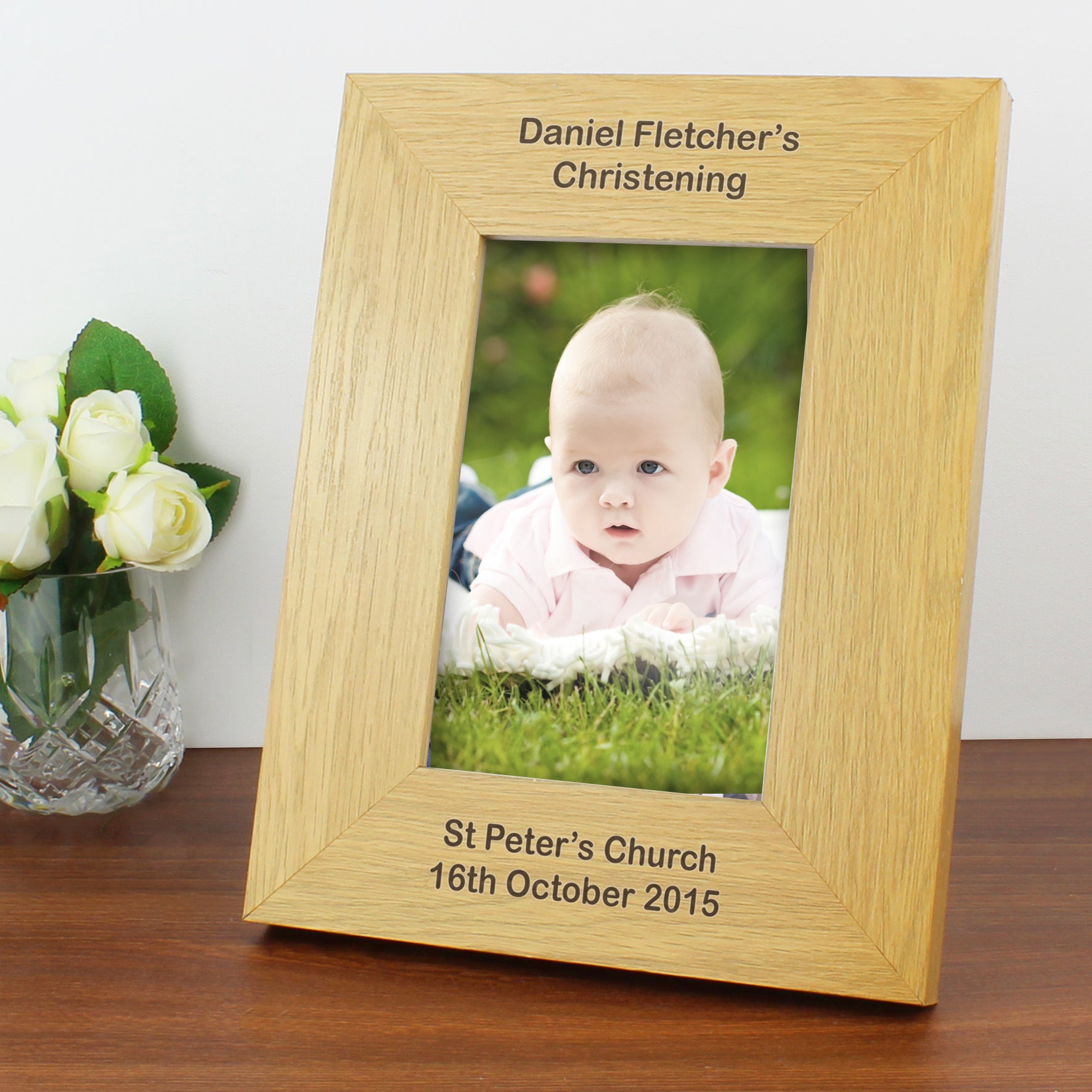 Personalised Long Message 6x4 Oak Finish Photo Frame - Inspired Creative Gifts