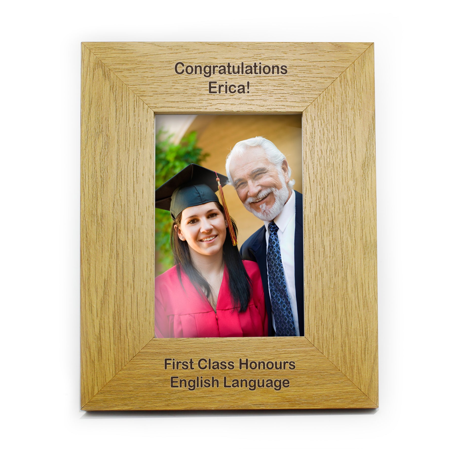 Personalised Long Message 6x4 Oak Finish Photo Frame - Inspired Creative Gifts