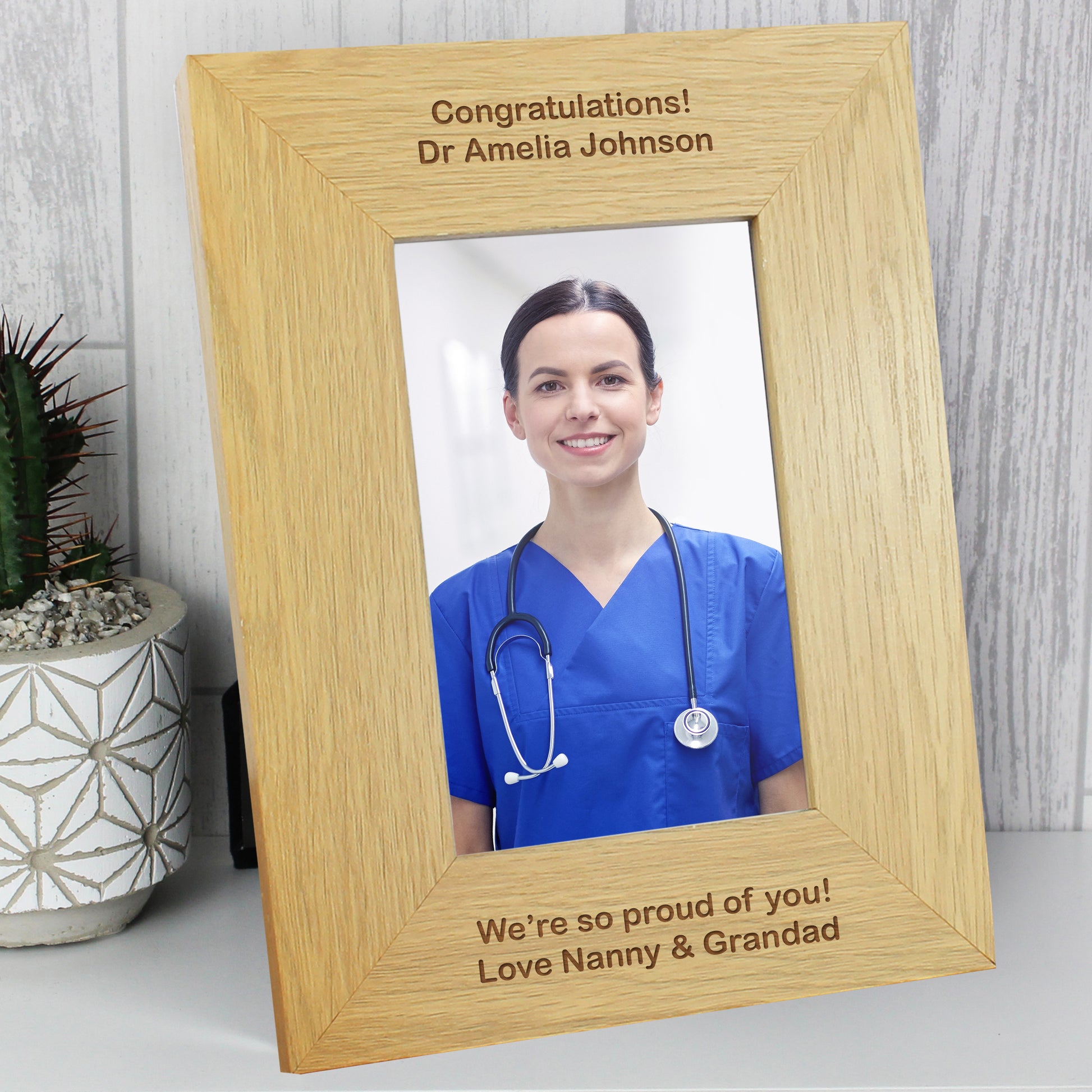Personalised Long Message 6x4 Oak Finish Photo Frame - Inspired Creative Gifts