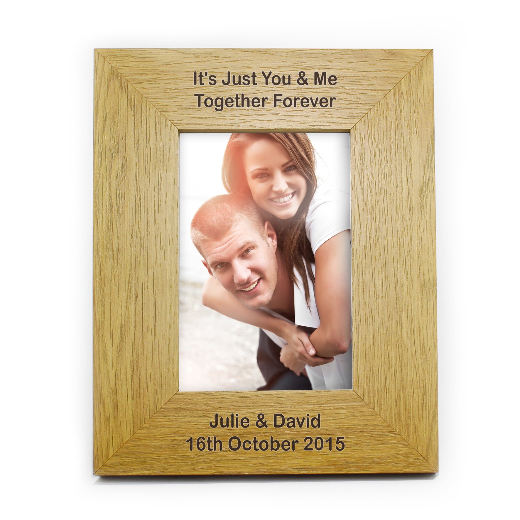 Personalised Long Message 6x4 Oak Finish Photo Frame - Inspired Creative Gifts