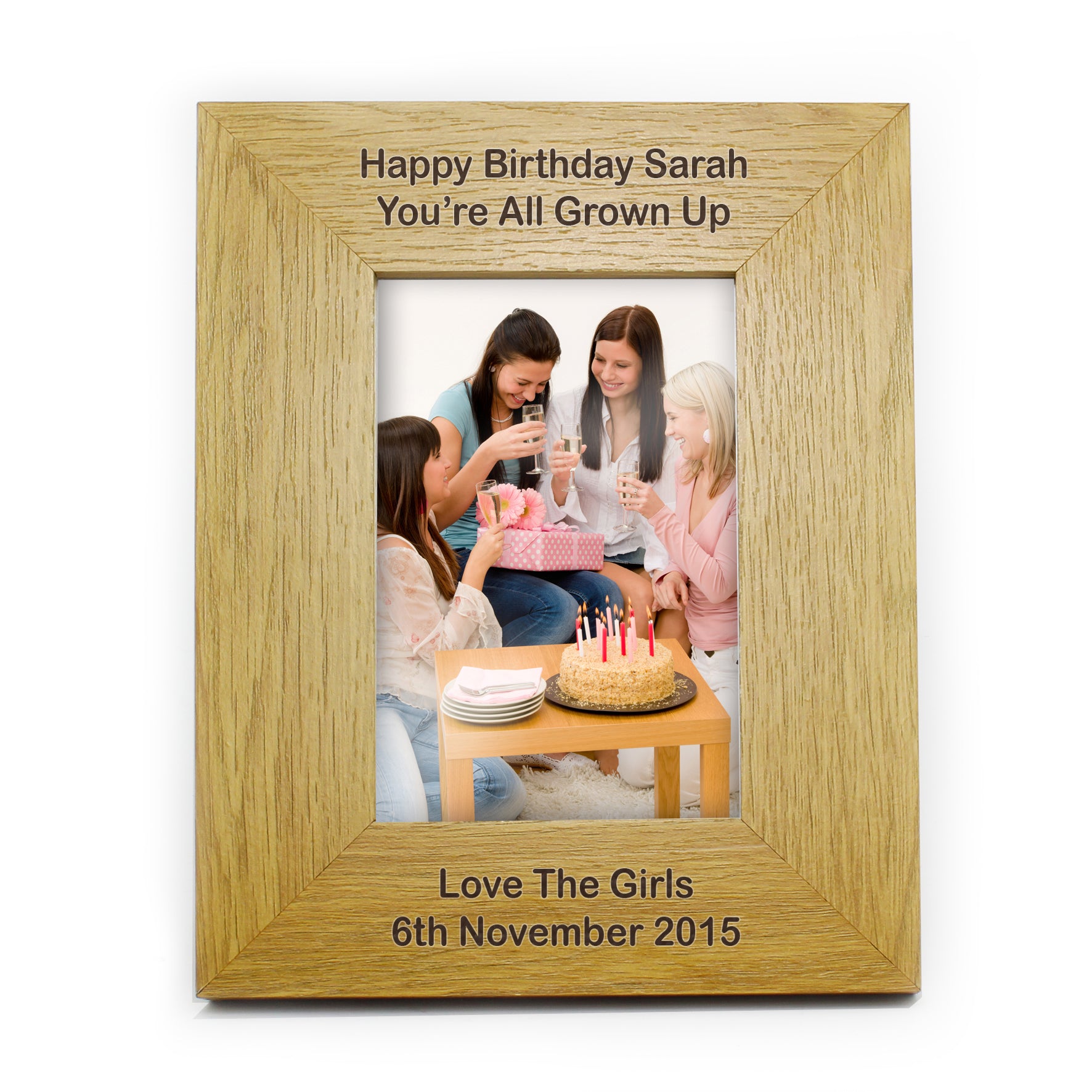 Personalised Long Message 6x4 Oak Finish Photo Frame - Inspired Creative Gifts
