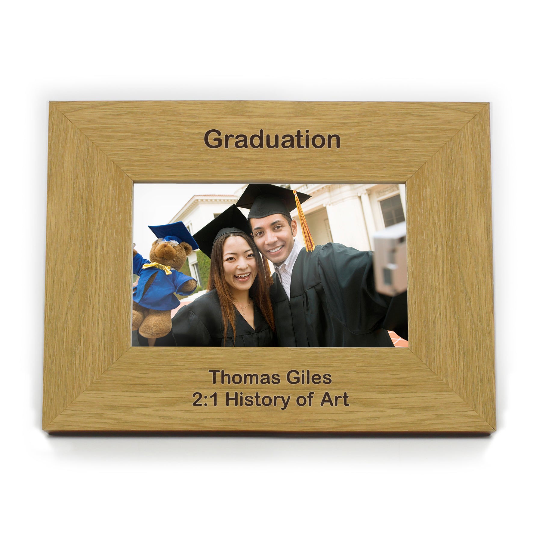 Personalised Short Message 6x4 Landscape Oak Finish Photo Frame - Inspired Creative Gifts