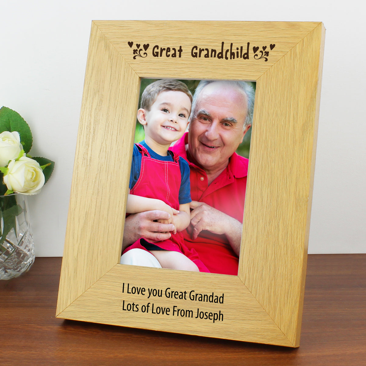 Personalised Oak Finish 6x4 Great Grandchild Photo Frame | Photo Frames, Albums and Guestbooks | Inspired Creative Gifts
