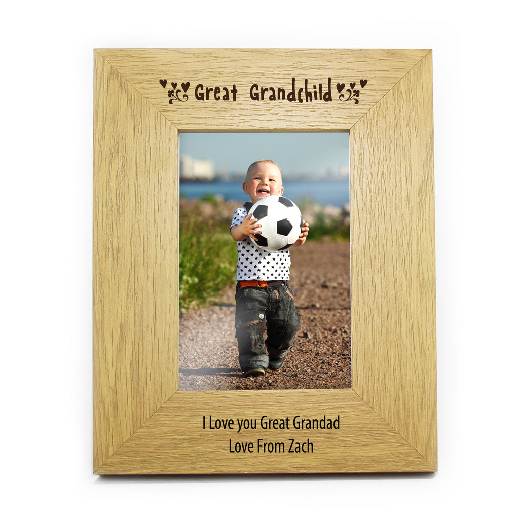 Personalised Oak Finish 6x4 Great Grandchild Photo Frame | Photo Frames, Albums and Guestbooks | Inspired Creative Gifts