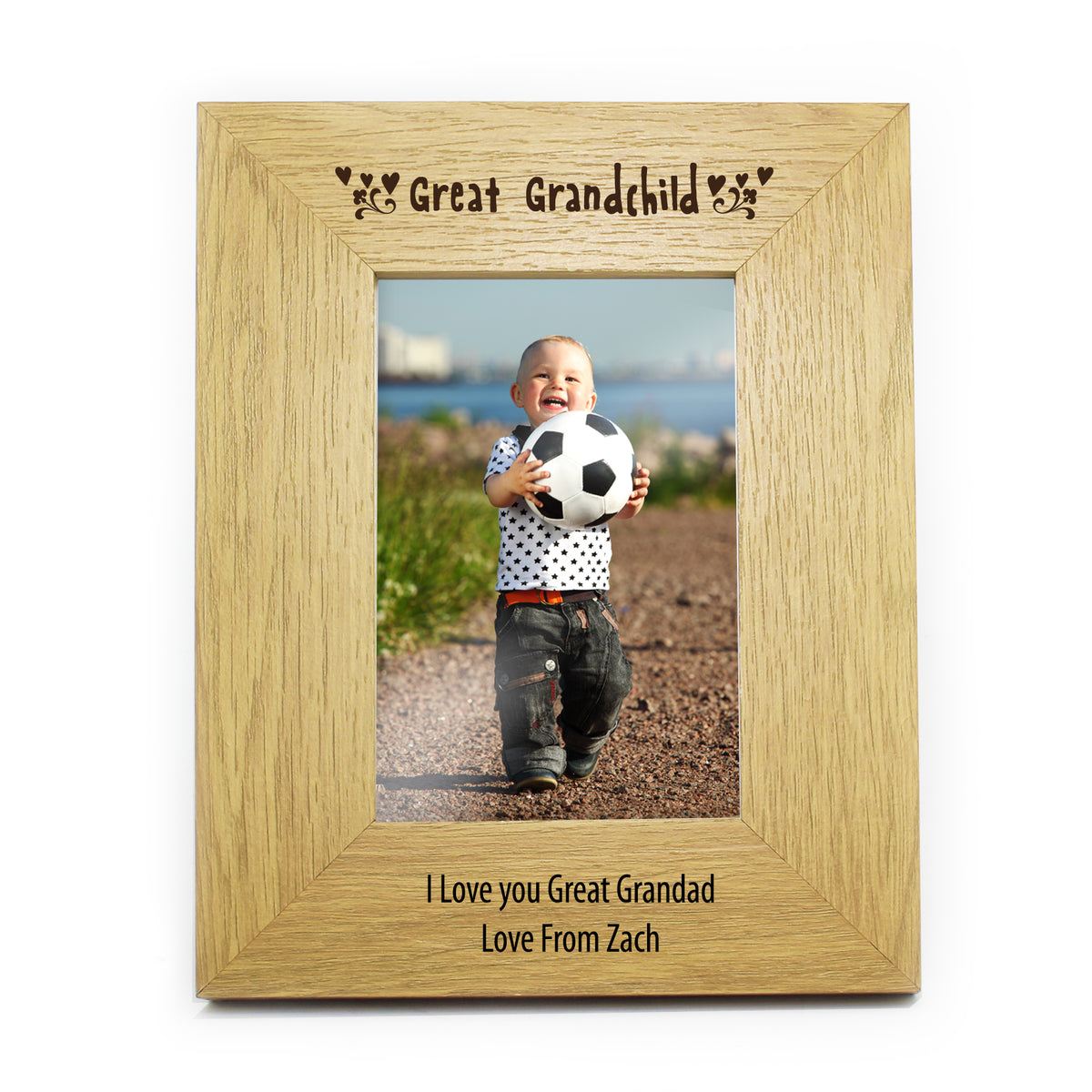 Personalised Oak Finish 6x4 Great Grandchild Photo Frame | Photo Frames, Albums and Guestbooks | Inspired Creative Gifts