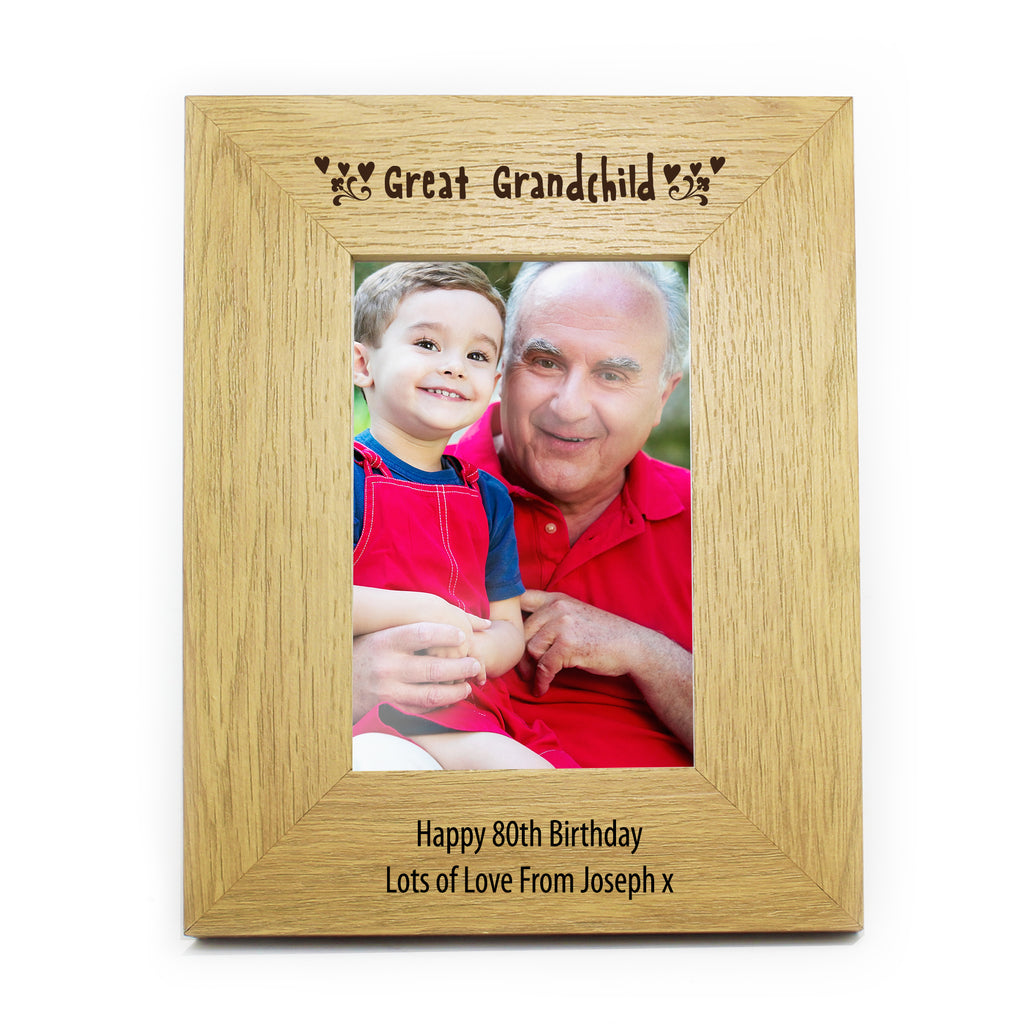 Personalised Oak Finish 6x4 Great Grandchild Photo Frame | Photo Frames, Albums and Guestbooks | Inspired Creative Gifts
