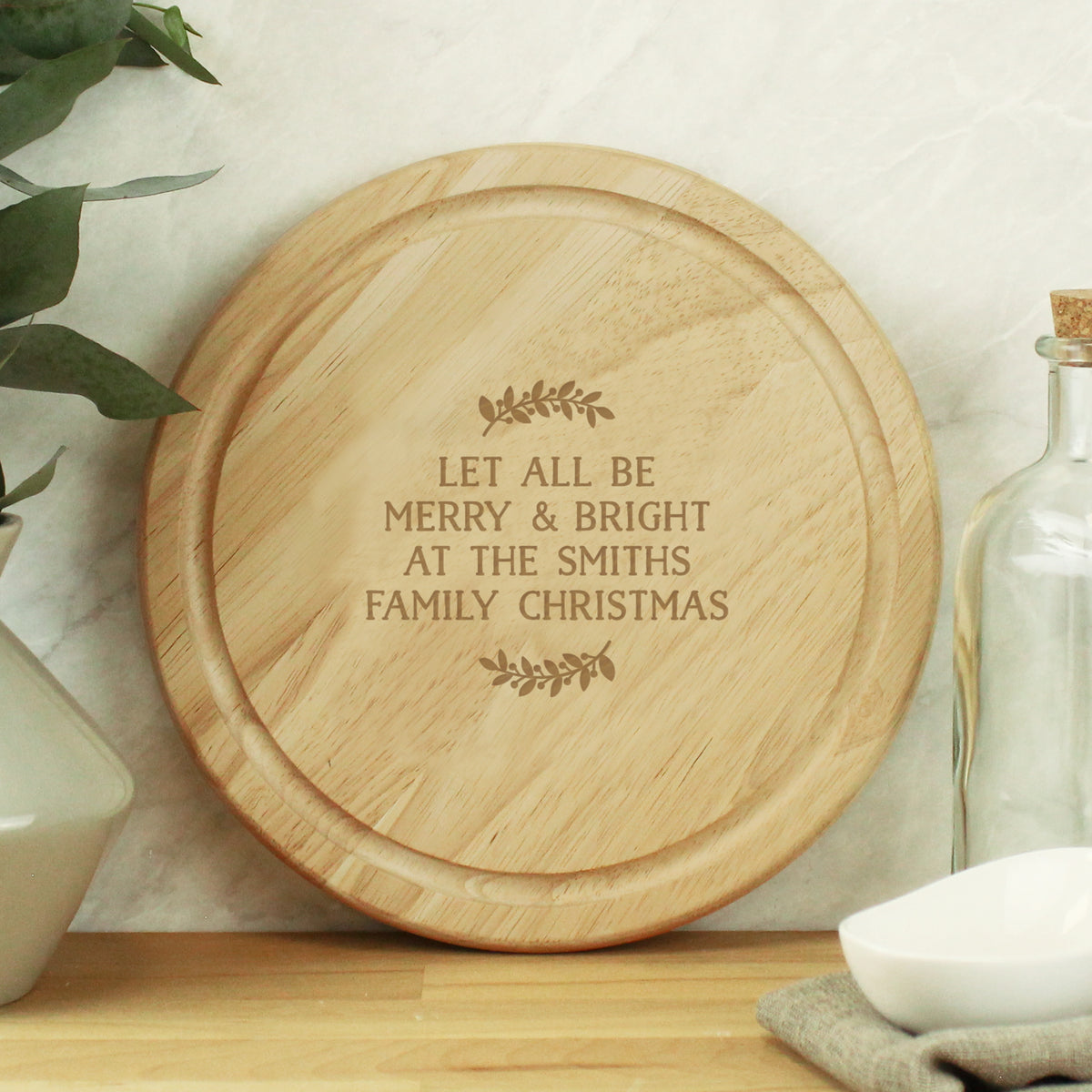 Personalised Wreath Chopping Board for Christmas